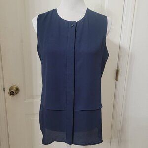 The Limited Size S Navy Blue Sleeveless Tunic Blouse w/Hidden Buttons